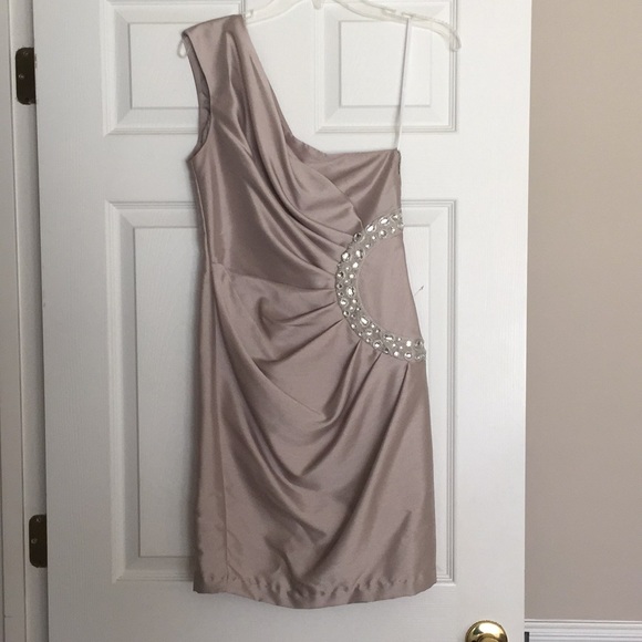 London Times Dresses & Skirts - Silver one shoulder cocktail dress London Times Dresses & Skirts - Silver one shoulder cocktail dress